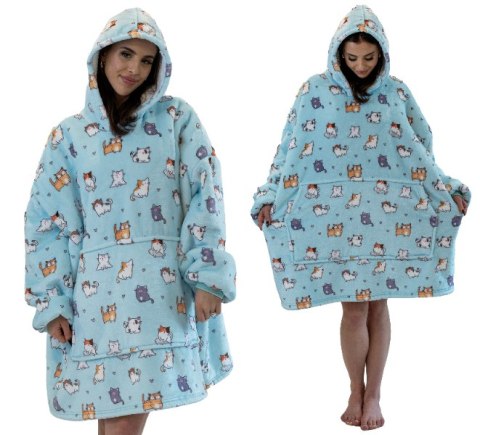 Bluza Koc Błękitna w Kolorowe Koty HA17 Bluza Koc Błękitna w Kolorowe Koty HA17